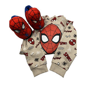 Marvel Spider-Man Boys Hoodie Size 6 & Spider-Man Slippers 9/10, pre-owned